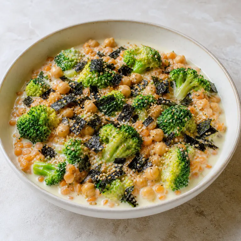Lentilles brocoli crème soja