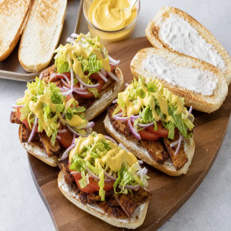 Sandwich végétal bacon-poulet sauce ranch · étape 3