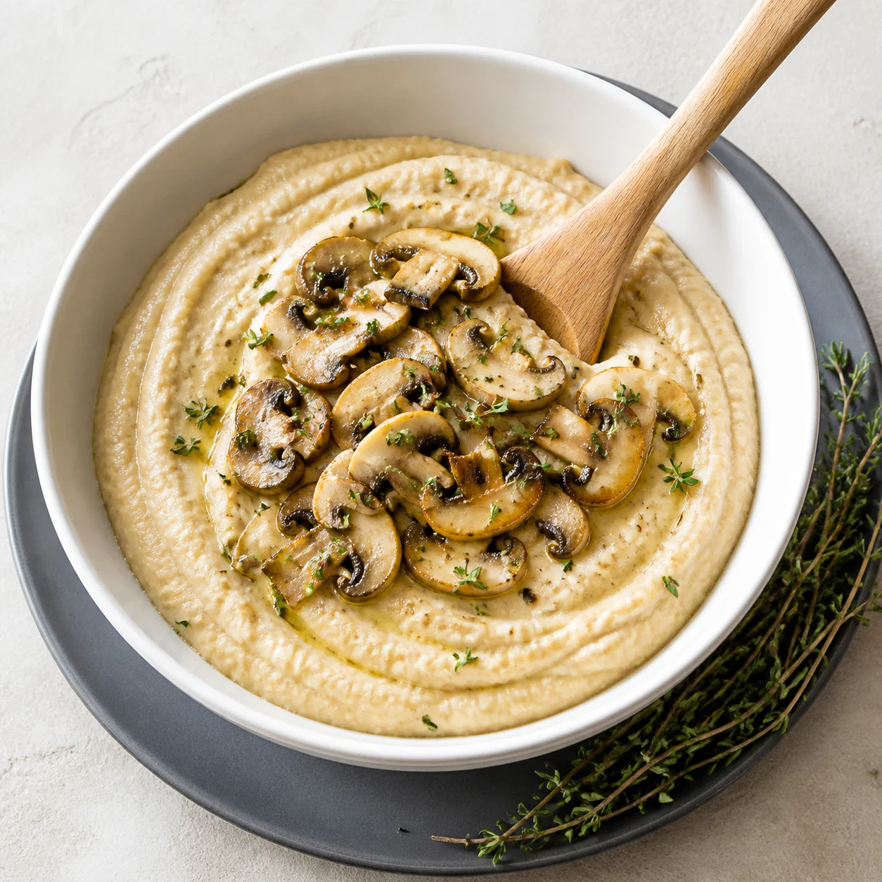 Crème de haricots blancs et champignons