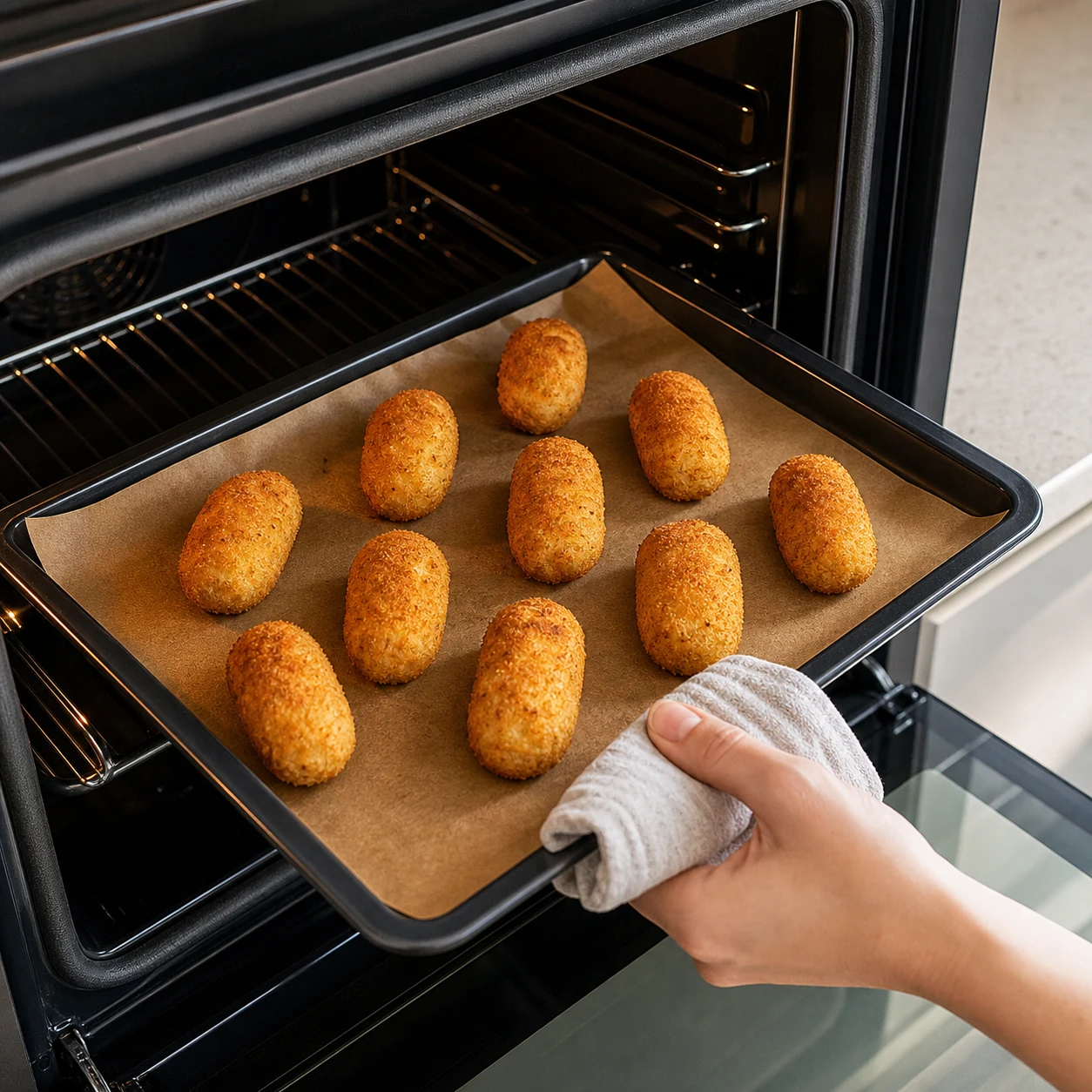 Croquetas sur pâtes rouges — cuire les croquetas