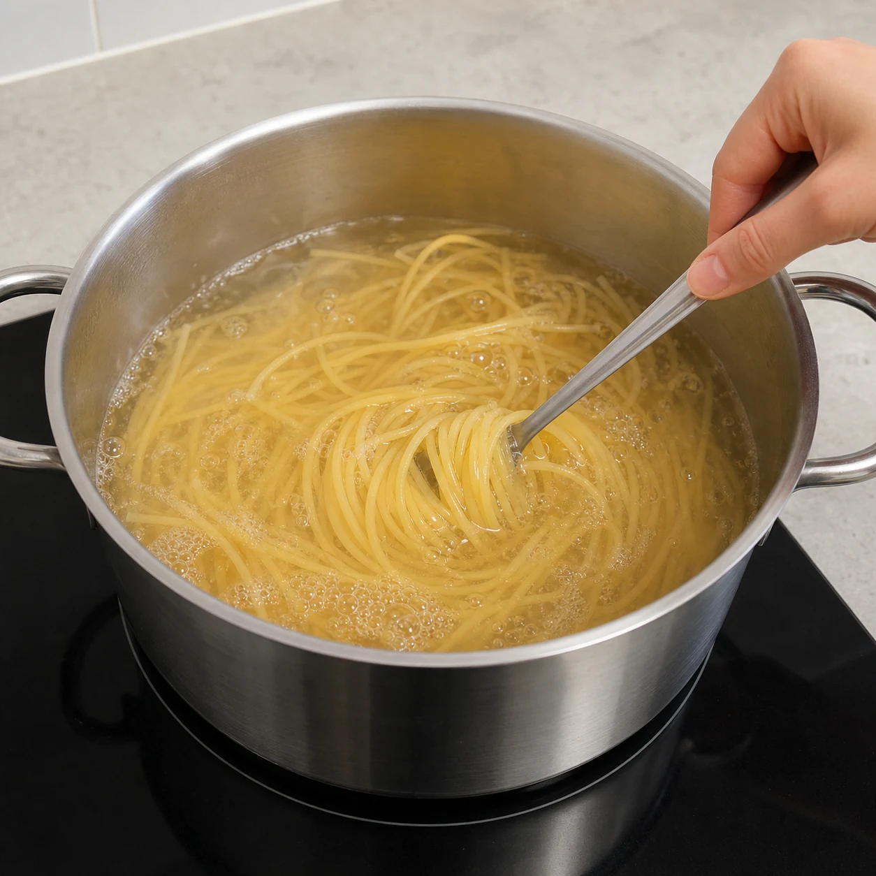 Spaghetti bolognaise minute — cuire les spaghetti