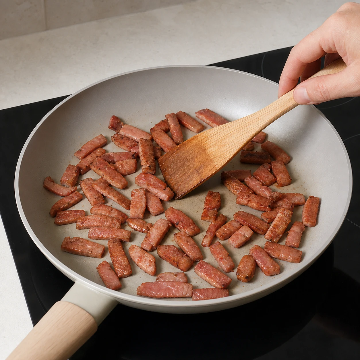 Pizza-tortilla aux lardons — précuire les lardons