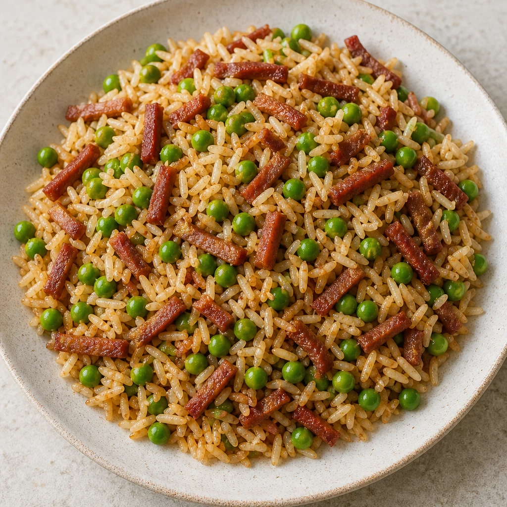 Riz sauté petits pois-lardons
