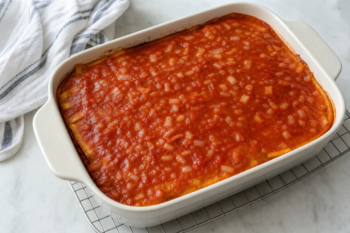 Illustration de l’étape « Étape 8 » pour la recette Enchilada Casserole piquée.