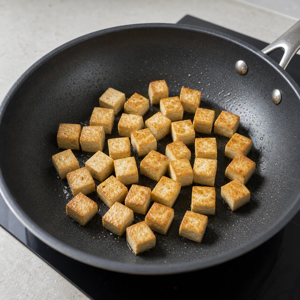 Tofu wok soja-sucré — dorer le tofu