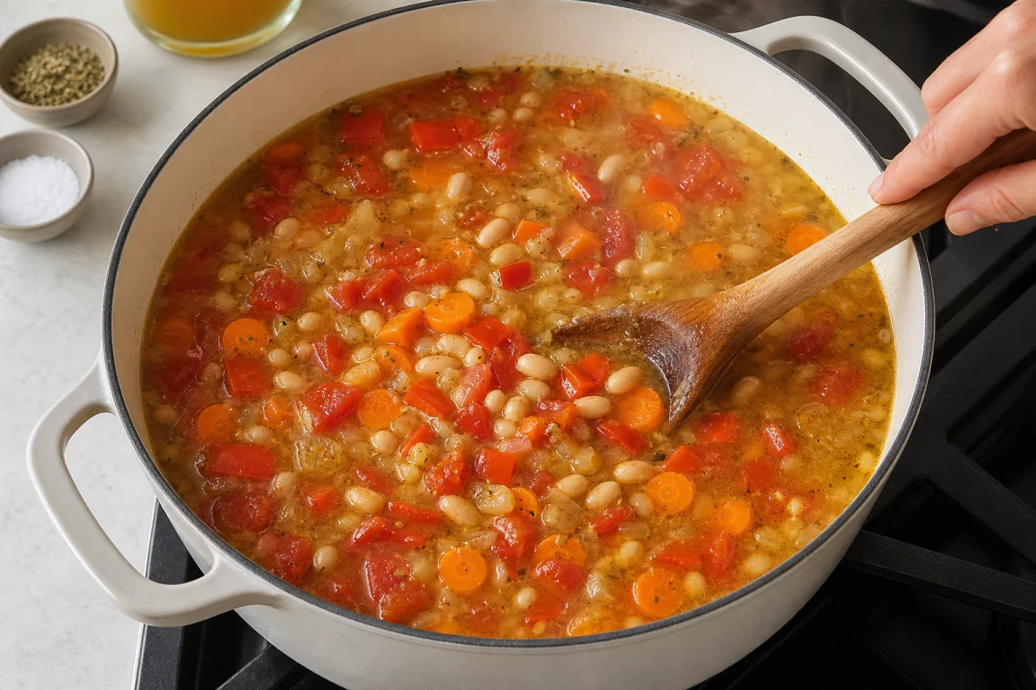 Illustration de l’étape « Étape 2 » pour la recette Soupe de haricots blancs Kale.