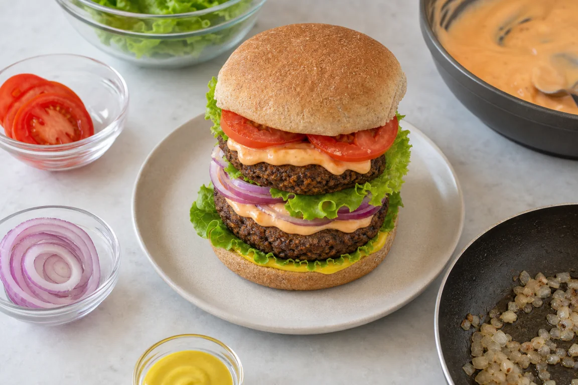 Illustration de l’étape « Étape 7 » pour la recette Sandwich rouge à quinoa à double couche.