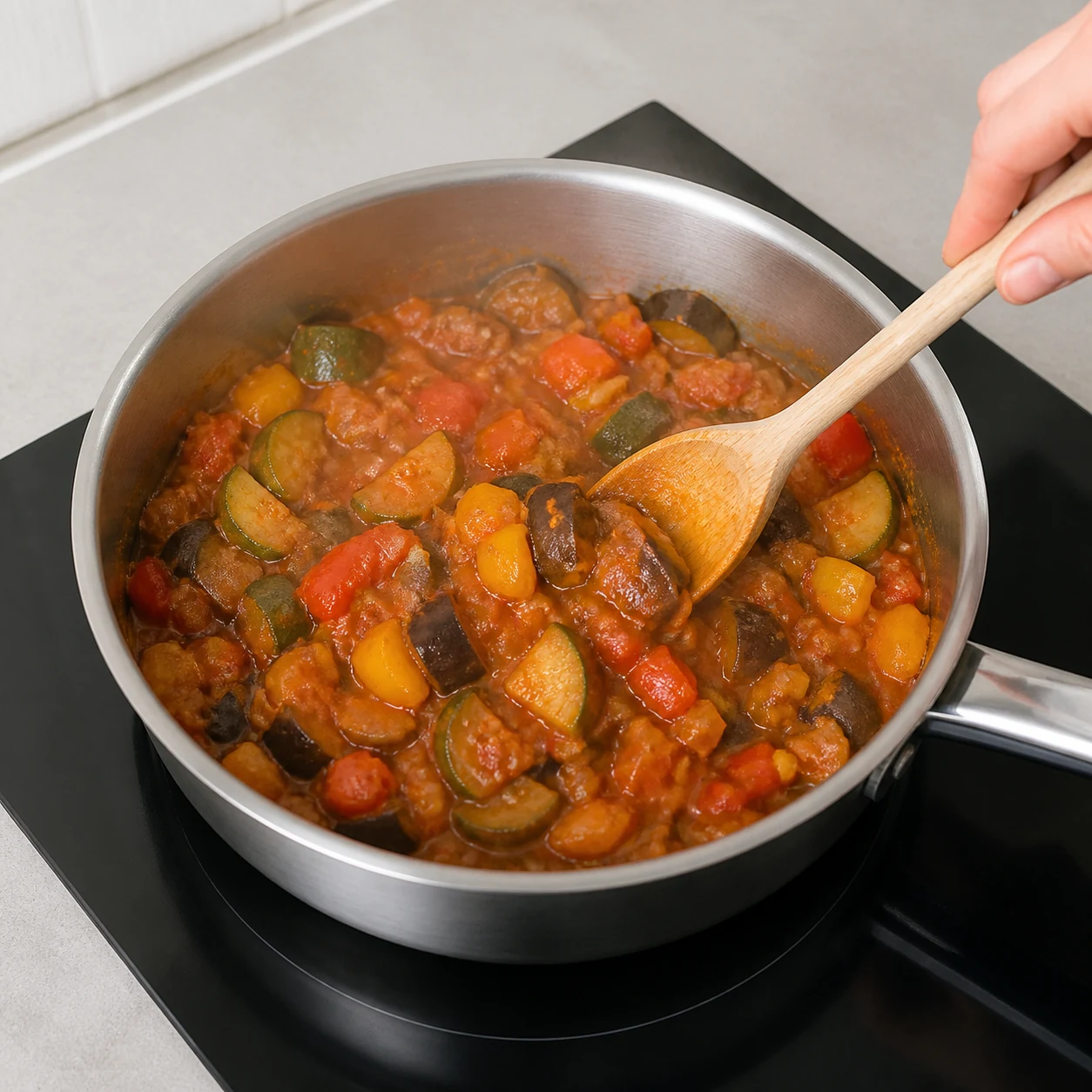 Chipolatas-ratatouille — réchauffer la ratatouille