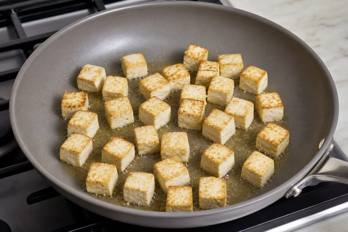 Illustration de l’étape « Étape 3 » pour la recette Tofu frit Hoisin avec sauce aux arachides–Udon.
