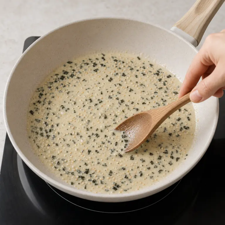 Une sauce végétale crémeuse avec paillettes de nori et graines de sésame.