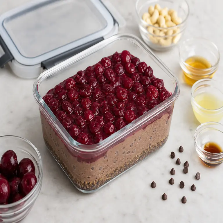 Cheesecake sans cuisson au chocolat et aux cerises · étape 8