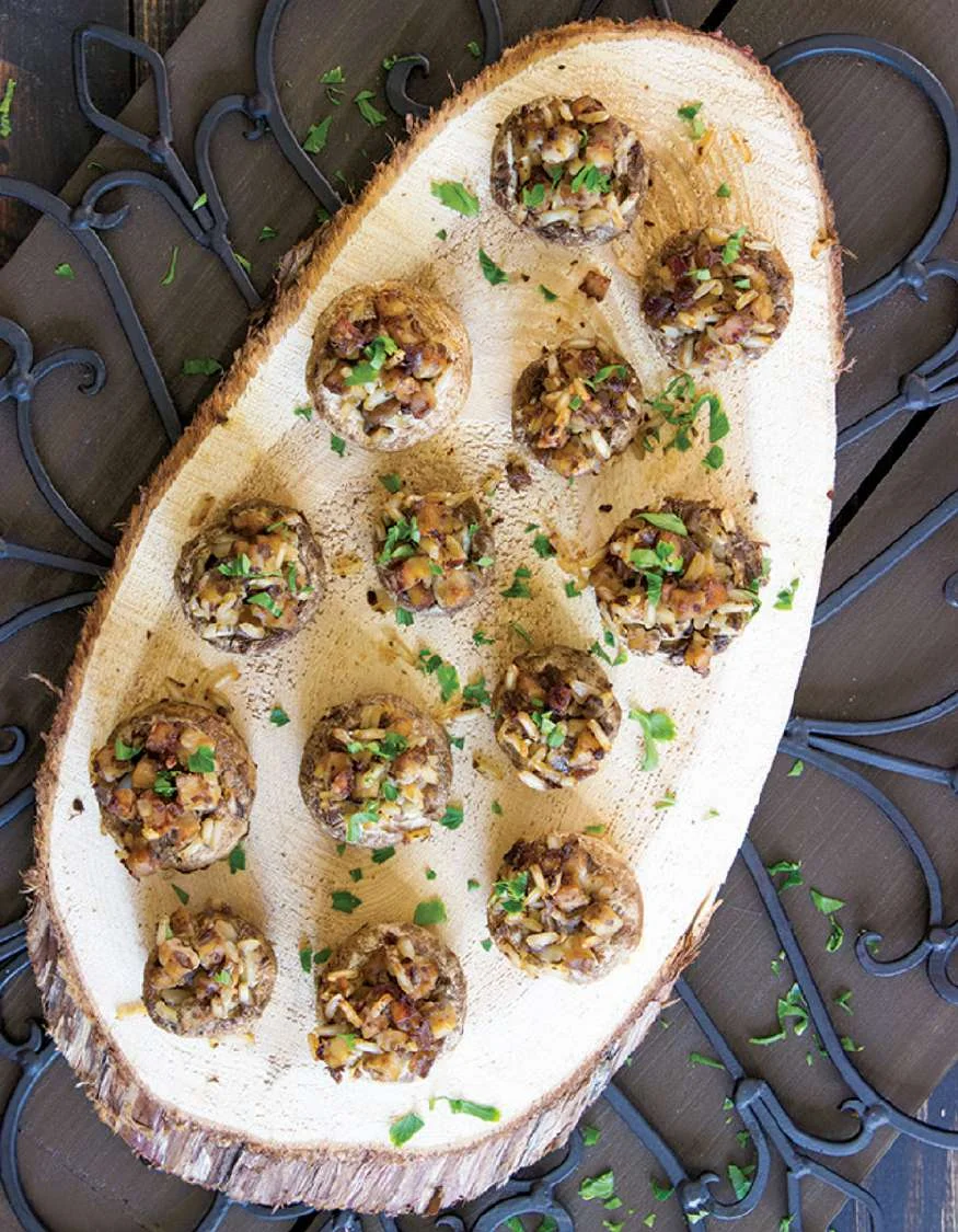 Champignons cremini farcis au tempeh