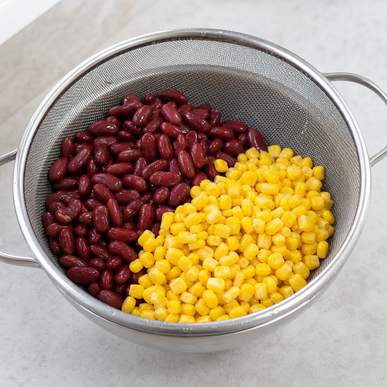 Chili haché express — égoutter les conserves