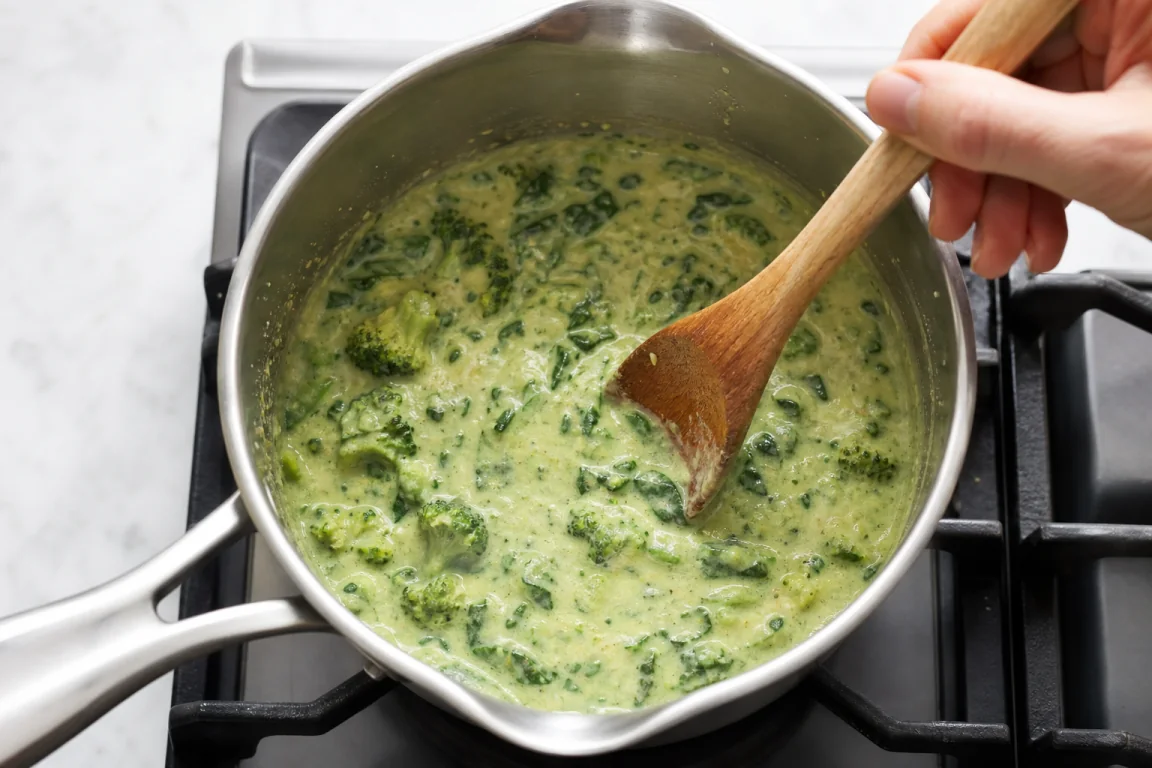 Illustration de l’étape « Étape 5 » pour la recette Brocoli Épinards farcis Baguette.