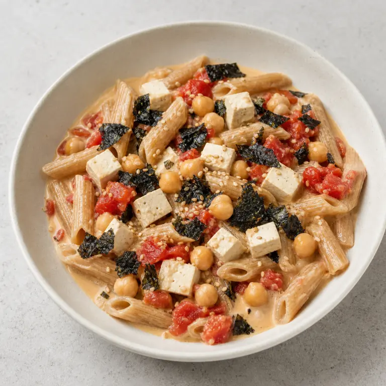 Pâtes tofu tomate nori