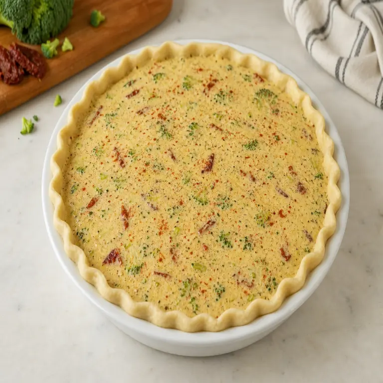 Quiche au brocoli et aux tomates séchées · étape 8