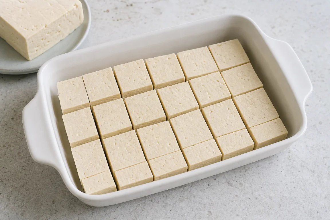 Illustration de l’étape « Étape 1 » pour la recette Tofu poivré avec sauce Teriyaki.