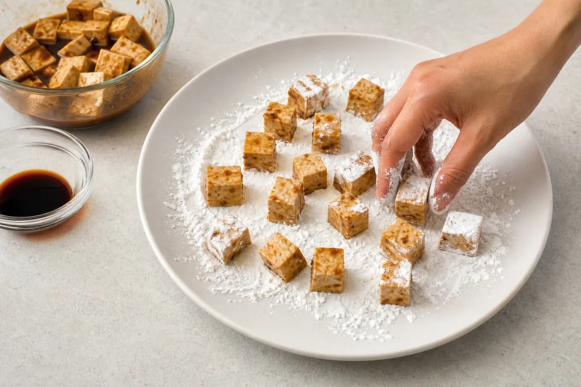 Illustration de l’étape « Étape 2 » pour la recette Tofu frit Hoisin avec sauce aux arachides–Udon.
