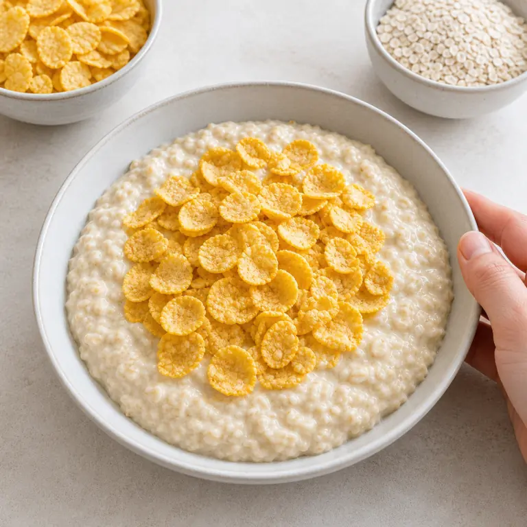 La crème d'avoine et corn flakes terminée.