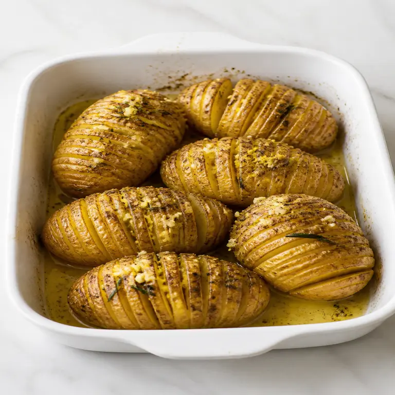 Pommes de terre Hasselback au citron et à l’ail