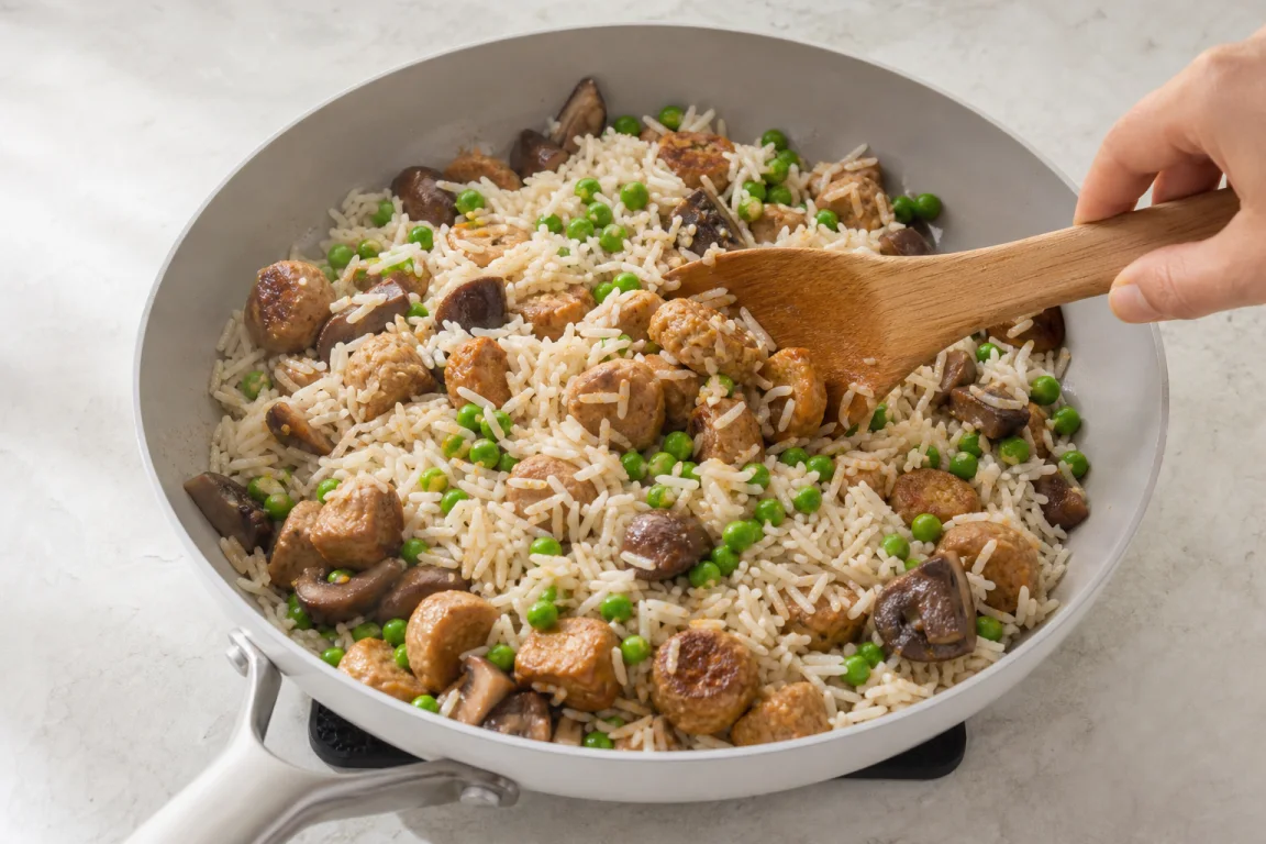 Illustration de l’étape « Étape 5 » pour la recette Riz collant frit à l'air avec Seitan.