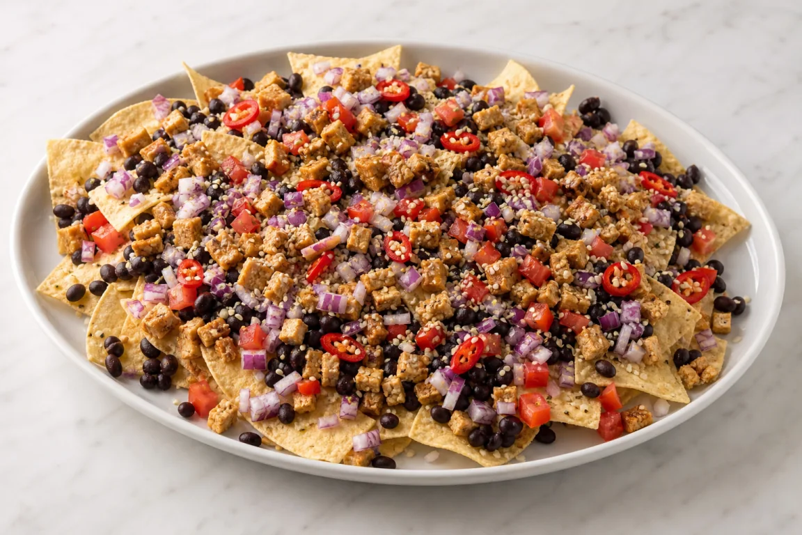 Illustration de l’étape « Étape 2 » pour la recette Haricots noirs Tempeh Nachos au fromage de cajou.