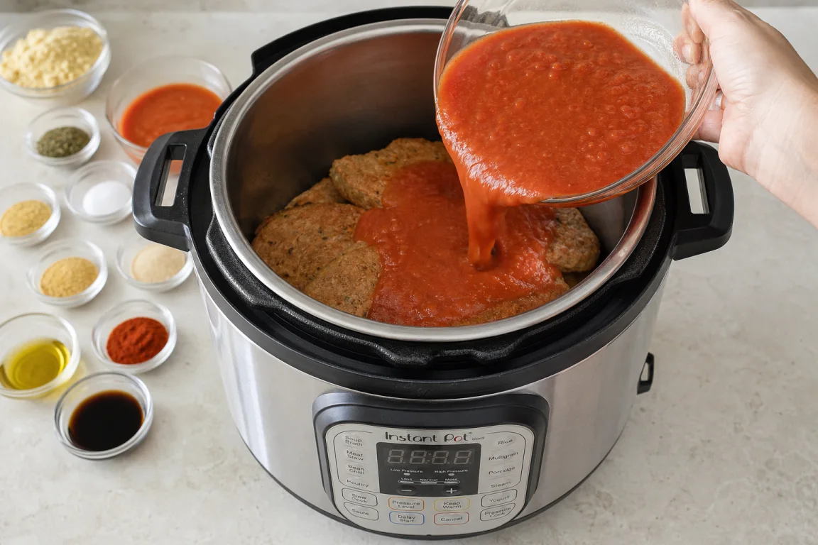 Illustration de l’étape « Étape 5 » pour la recette Galettes tendres de seitan à l’autocuiseur.