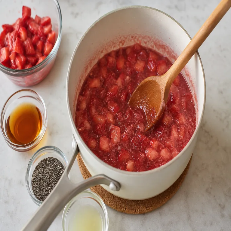 Pudding de chia au beurre de cacahuète et à la confiture · étape 2