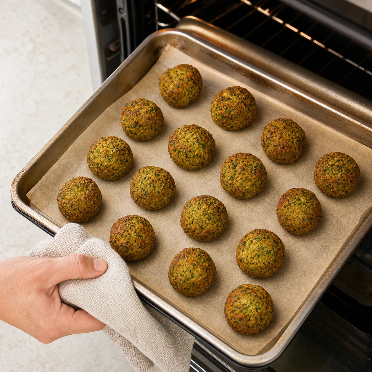 Bol falafels-riz-houmous — chauffer les falafels