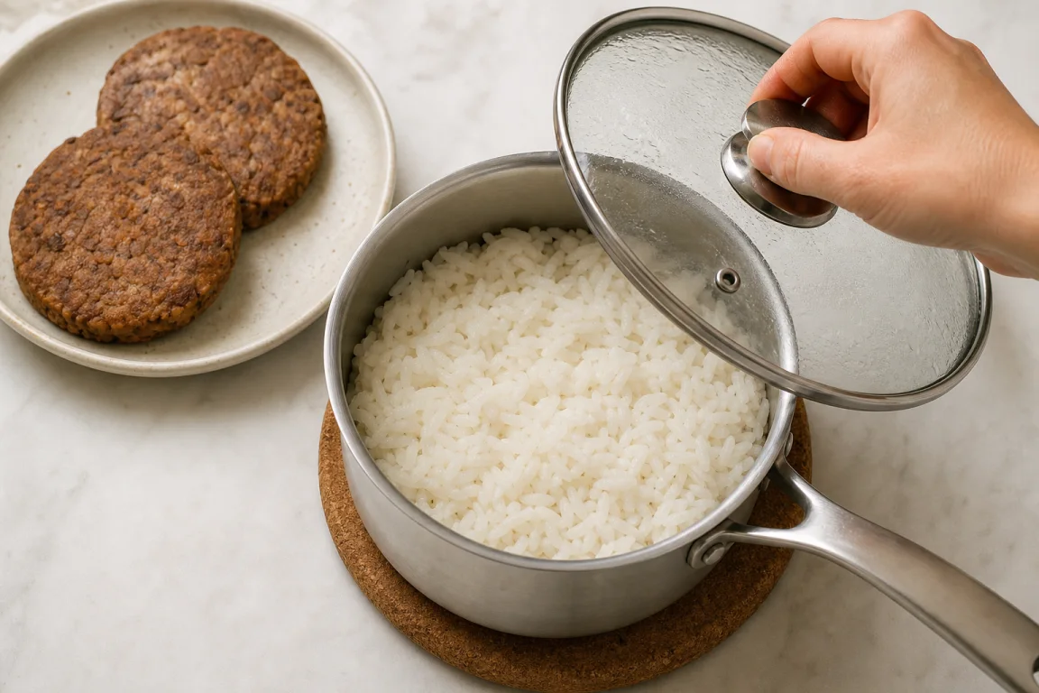 Illustration de l’étape « Étape 1 » pour la recette Riz frit au pois chiche.