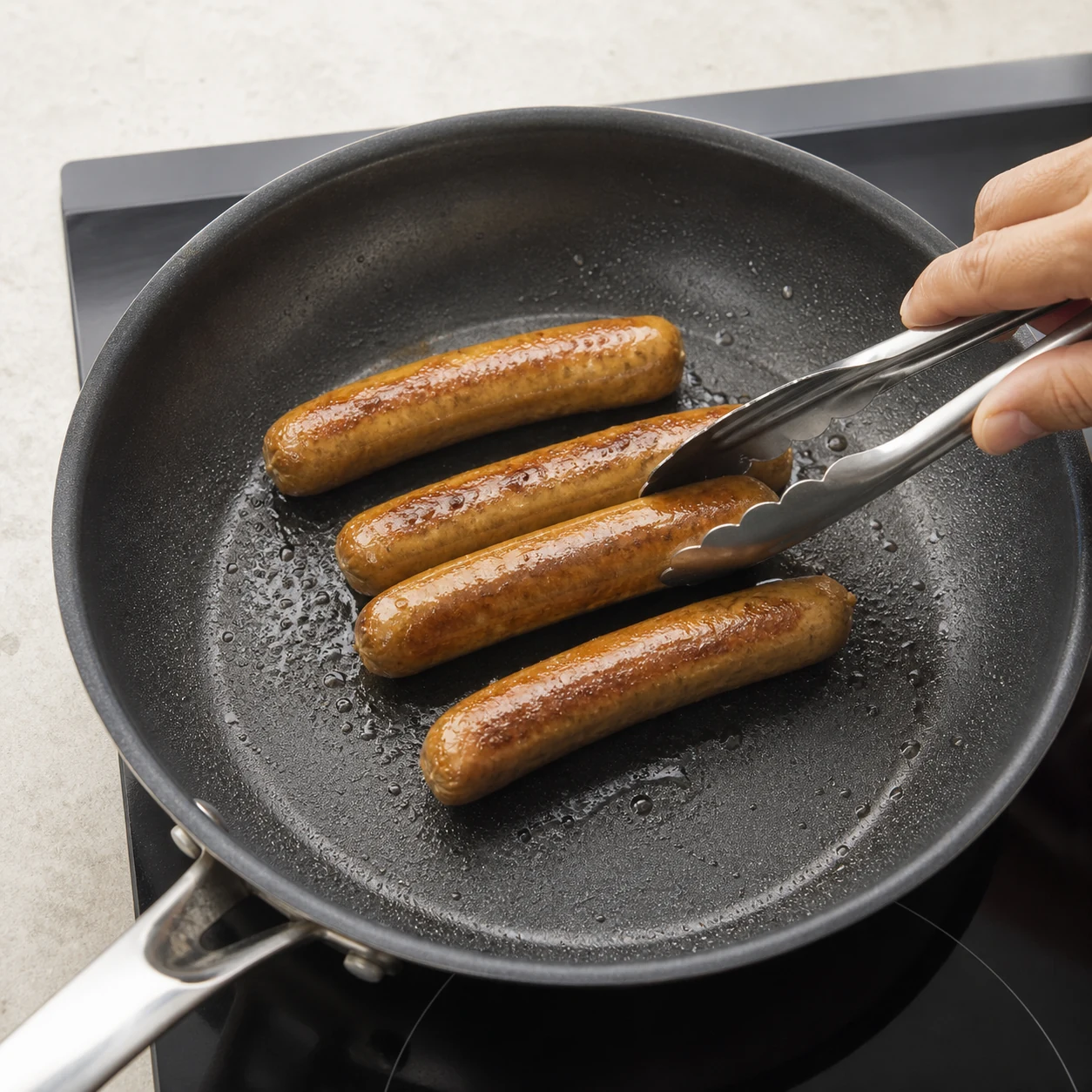 Hot-dogs chipolatas — poêler les chipolatas