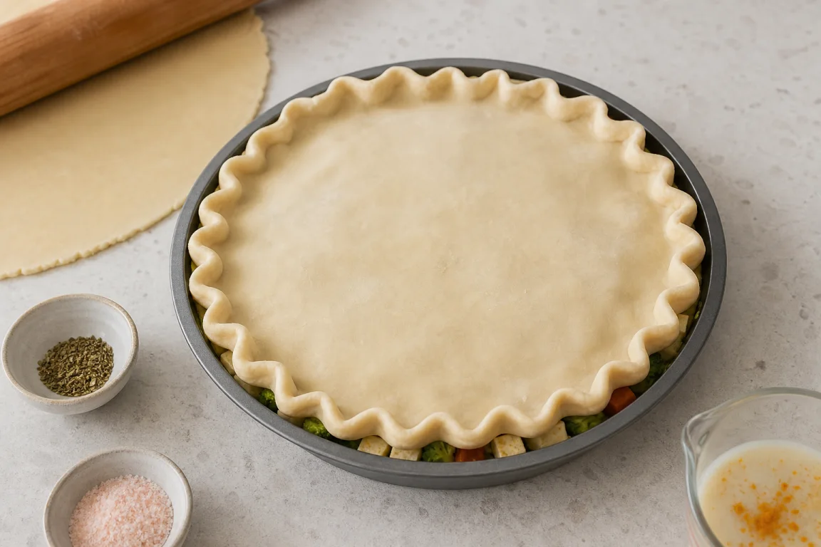 Illustration de l’étape « Étape 6 » pour la recette Brocoli Tofu Quiche.