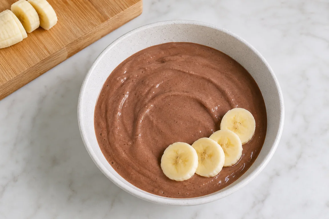 Illustration de l’étape « Étape 2 » pour la recette Bol de smoothie de chanvre de banane au chocolat.