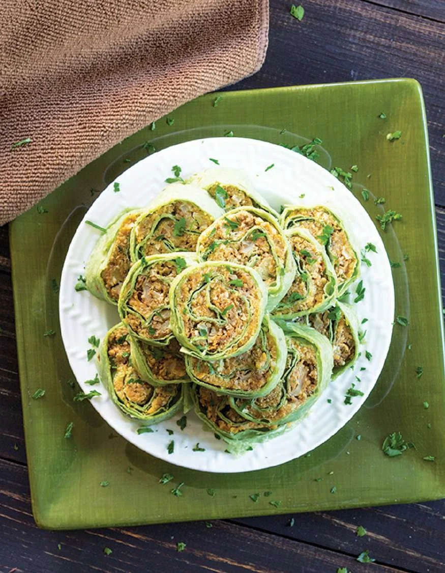 Roulés épicés aux pois chiches, au seitan et au tofu