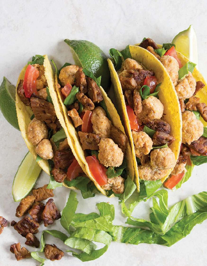 Tacos au tempeh et chou-fleur pané au four