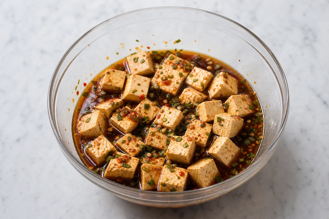Illustration de l’étape « Étape 4 » pour la recette Stacks thaïlandais doux Chili Tofu.