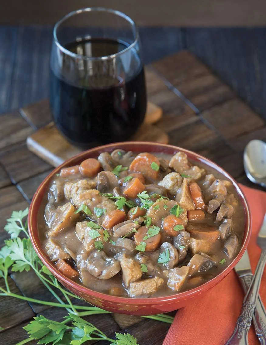 Bourguignon de seitan à la mijoteuse