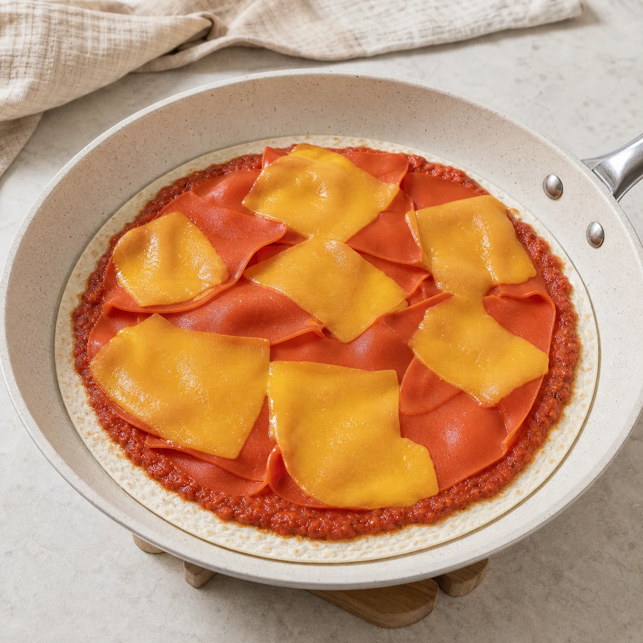 Pizza-tortilla tomate — laisser poser