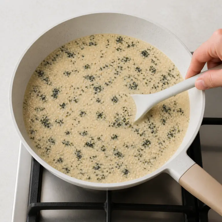 Une sauce végétale crémeuse avec paillettes de nori et graines de sésame.