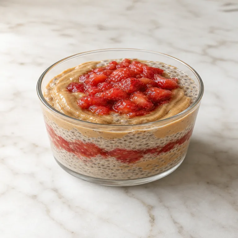 Pudding de chia au beurre de cacahuète et à la confiture