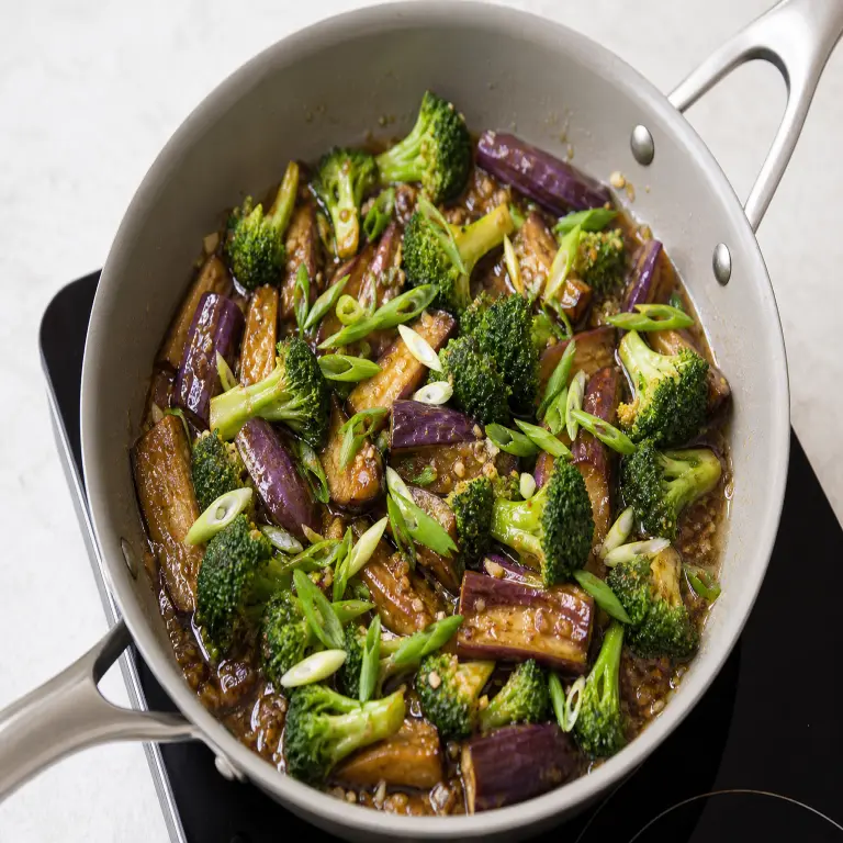 Aubergine et brocoli sauce à l’ail · étape 3