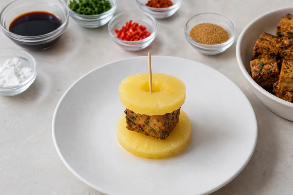Illustration de l’étape « Étape 6 » pour la recette Stacks thaïlandais doux Chili Tofu.