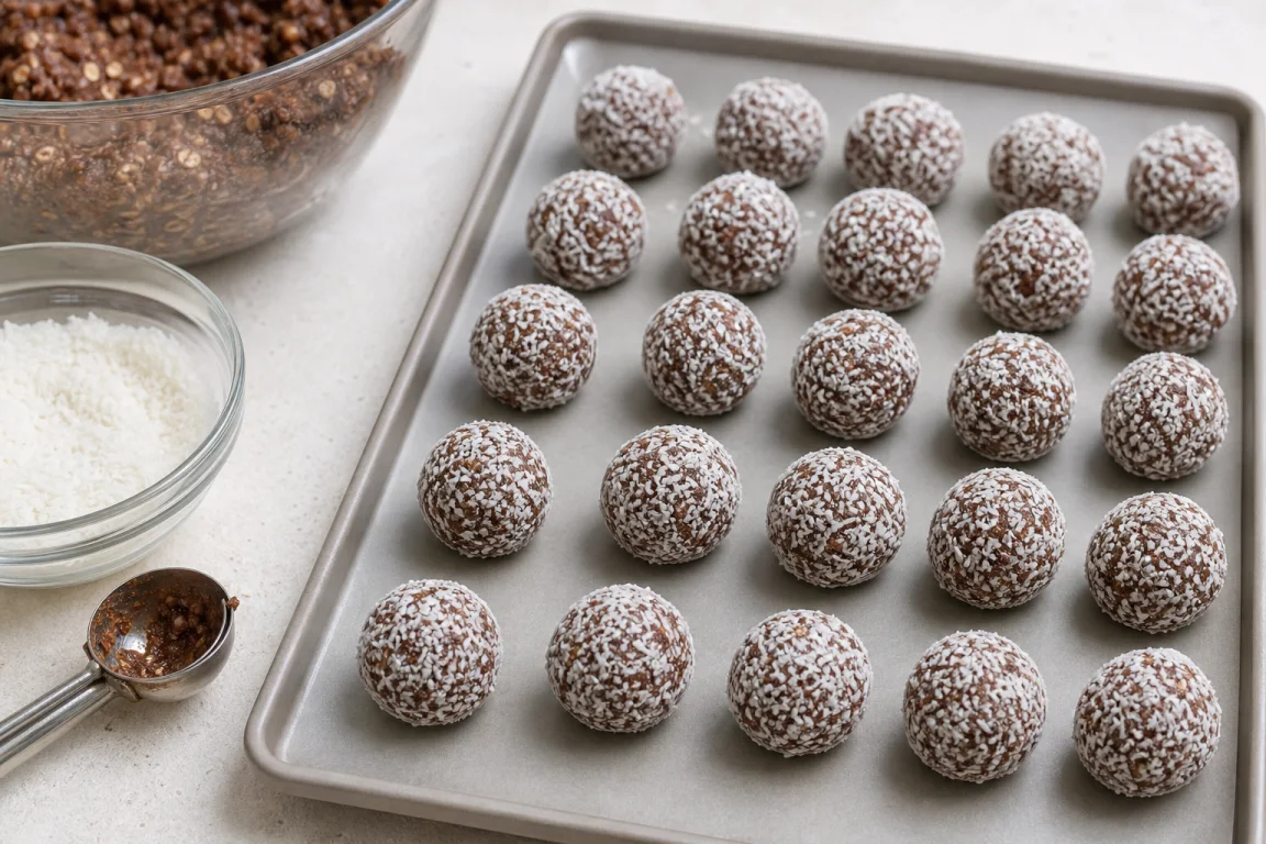 Illustration de l’étape « Étape 2 » pour la recette Boules de chocolat à date brute.