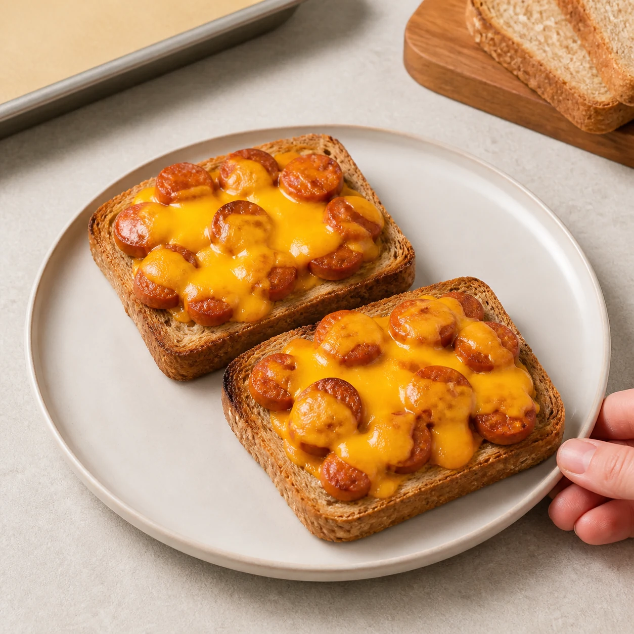 Toast chorizo-cheddar — servir les toasts