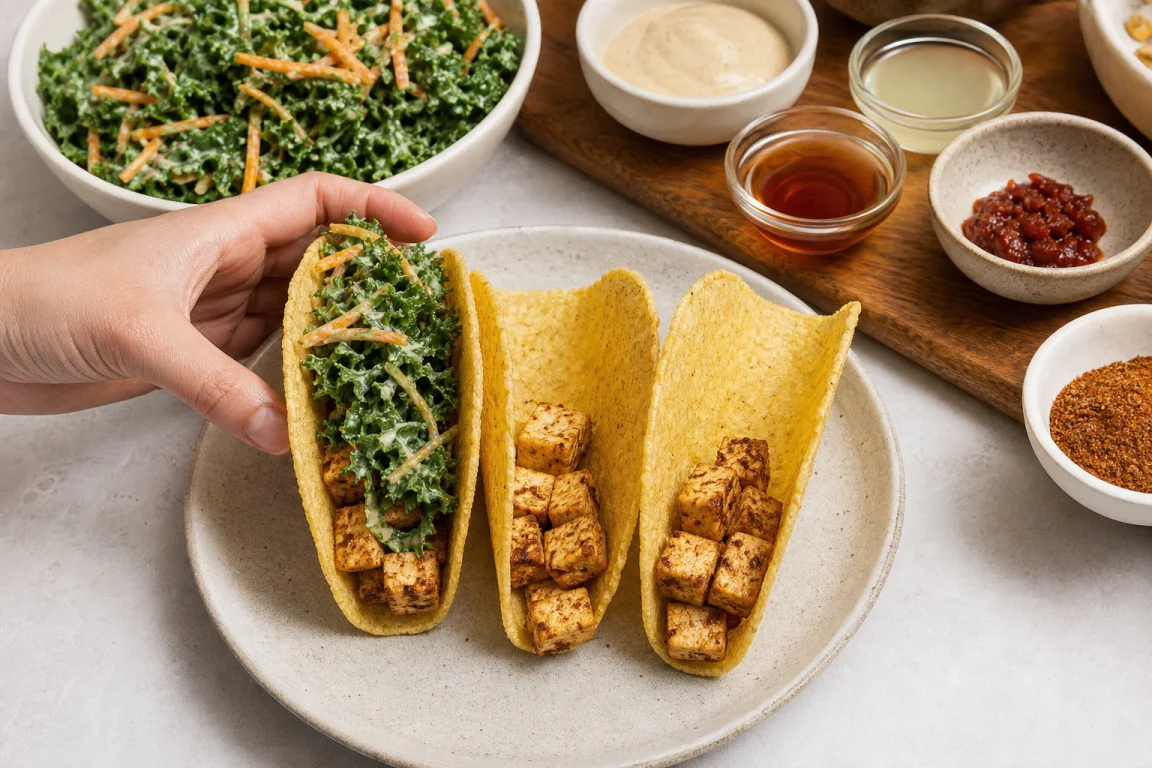 Illustration de l’étape « Étape 5 » pour la recette Tacos à trois layers avec Kale Slaw.