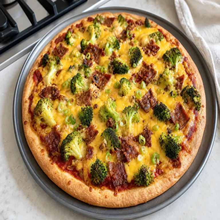 Pizza au brocoli et bacon végétal · étape 4