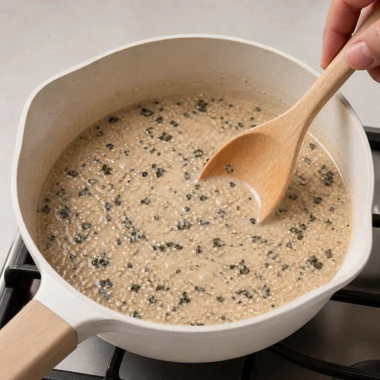 Une sauce végétale crémeuse avec paillettes de nori et graines de sésame.
