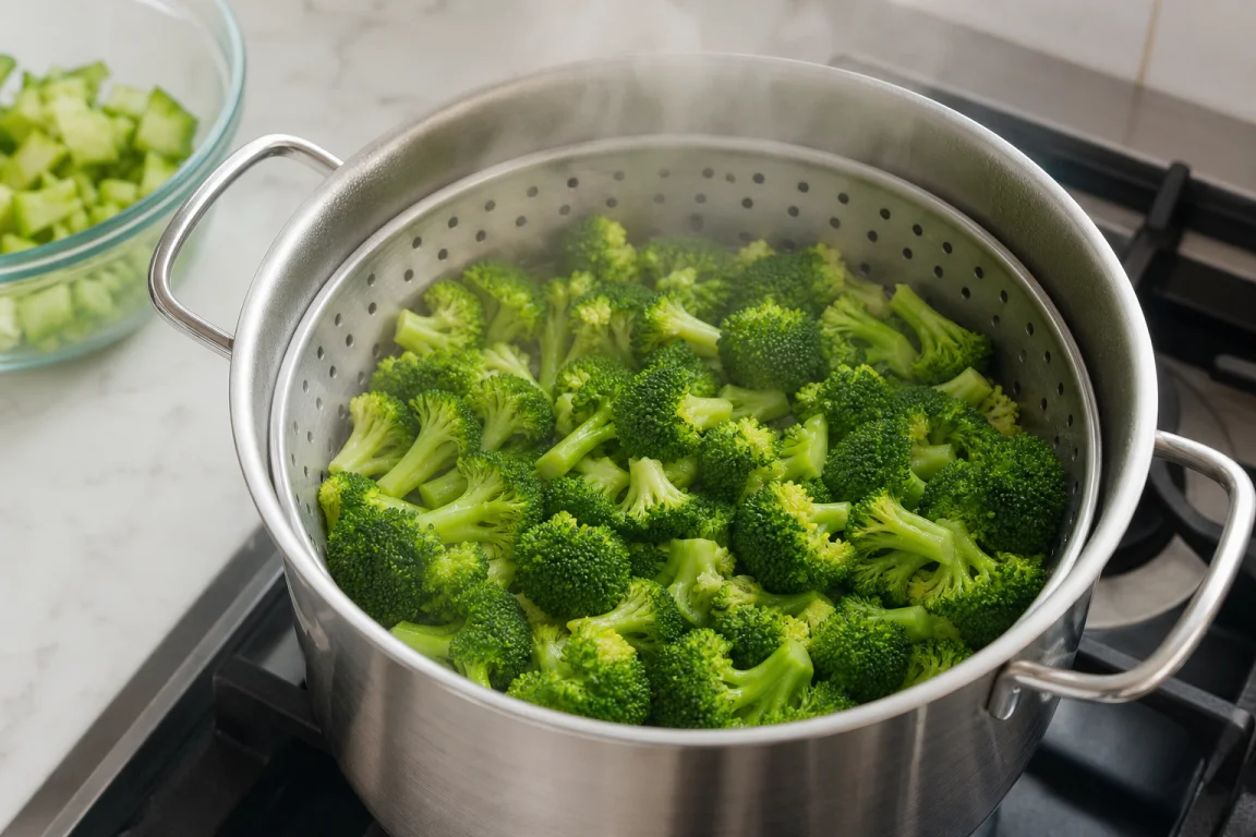 Illustration de l’étape « Étape 2 » pour la recette Brocoli sauté avec Seitan et Cashews.