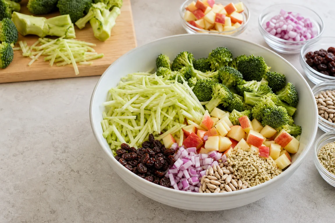 Illustration de l’étape « Étape 2 » pour la recette Pomme Brocoli Crunch Bowl.