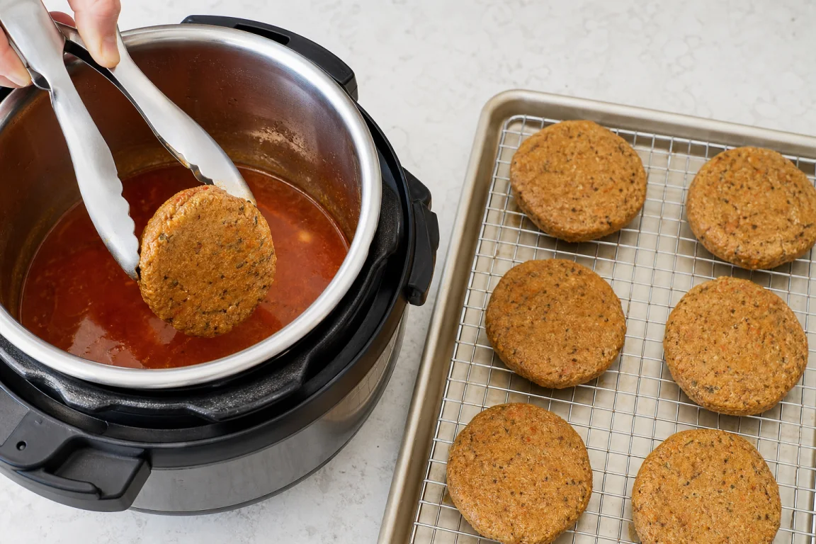 Illustration de l’étape « Étape 7 » pour la recette Galettes tendres de seitan à l’autocuiseur.